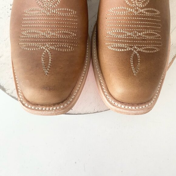 Lane RODEO HOUSTON Mens Cowboy Boots 9 Brown Leather Western Mid Calf Blunt Toe - Picture 6 of 11